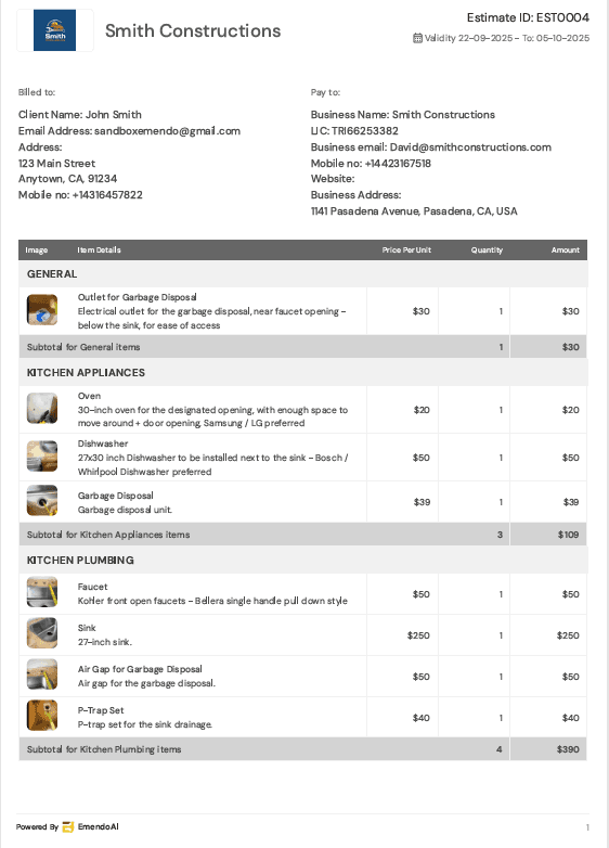 Professional Estimate PDF